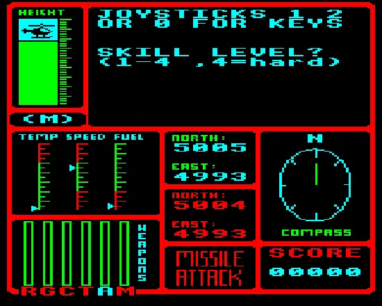 Combat Lynx BBC Micro Choosing game options.