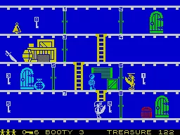 Booty ZX Spectrum Need to be careful - use 6 and grab 1 without crossing paths with the yellow guy