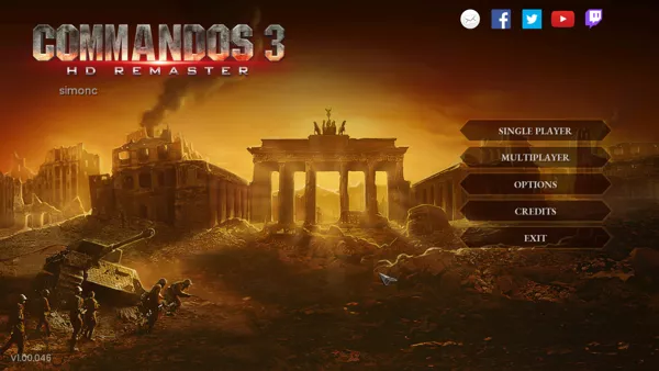Commandos 3: HD Remaster Windows Main menu