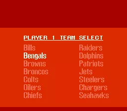 NFL NES Team select