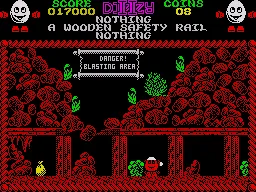 Treasure Island Dizzy ZX Spectrum The sign gives you a clue on how to get past