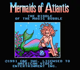 Mermaids of Atlantis: The Riddle of the Magic Bubble NES Title screen