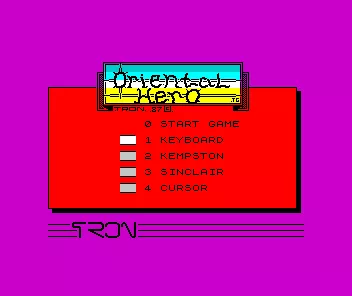 Oriental Hero ZX Spectrum Options screen