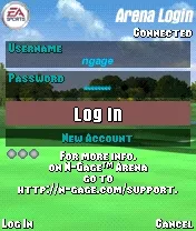 Tiger Woods PGA Tour 2004 N-Gage N-Gage Arena login screen