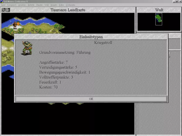 Civilization II: Fantastic Worlds Windows 3.x Master of Magic scenario (unit info screen)