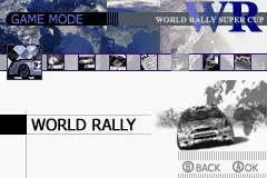 GT Advance 2: Rally Racing Game Boy Advance Main menu, with a good quantity of options.