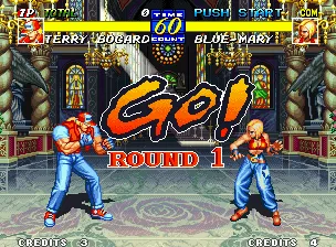 Fatal Fury 3: Road to the Final Victory Neo Geo Starting the 1st match (and the 1st round) in the vast Pioneer Plaza.