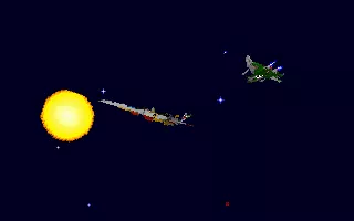 Wing Commander: The Secret Missions 2 - Crusade DOS Attacking a &#x22;Snakeir&#x22; Carrier [external view]