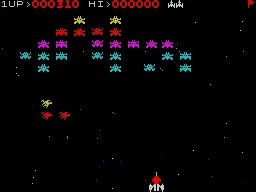 Galaxian ZX Spectrum A flagship is escorted in an attack...