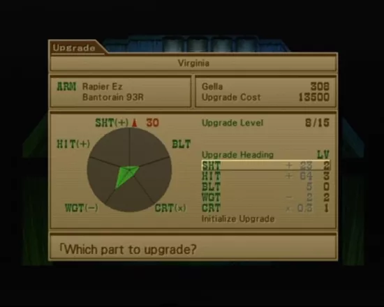 Wild Arms 3 PlayStation 2 Upgrading your weapon (you can only upgrade it limited number of times so choose your upgrades well)