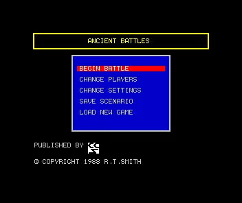Encyclopedia of War: Ancient Battles ZX Spectrum Main menu