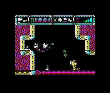 Cybernoid: The Fighting Machine ZX Spectrum Avoid the gree shots.