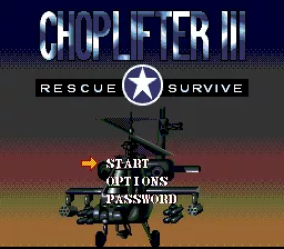 Choplifter III: Rescue Survive SNES Title screen