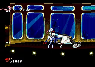 Earthworm Jim Genesis Choked by the evil bouncer