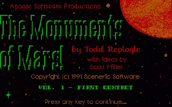 Monuments of Mars DOS Title