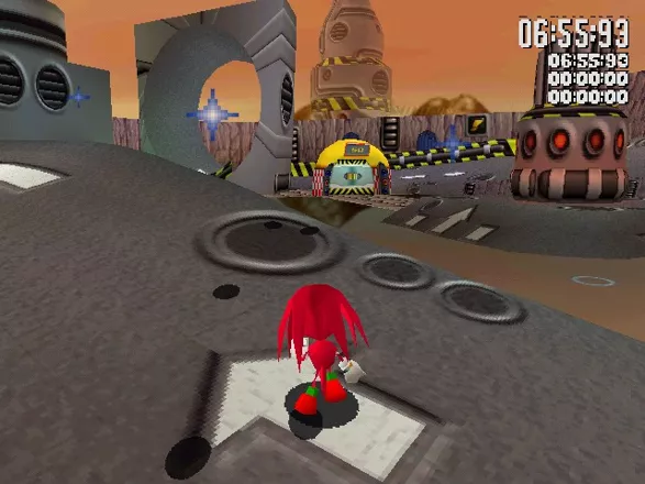 Sonic R Windows Knuckles in a circle of the track, facing the other side, scenery, and a locked (unlockable) door.