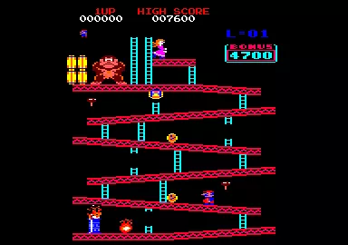 Donkey Kong Amstrad CPC Running up the first level platforms...