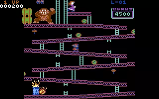 Donkey Kong Commodore 64 Climbing up the first level (UK version)