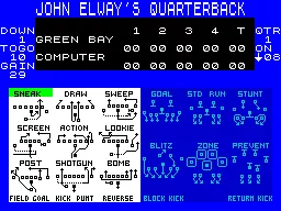 John Elway&#x27;s Quarterback ZX Spectrum Play-calling screen