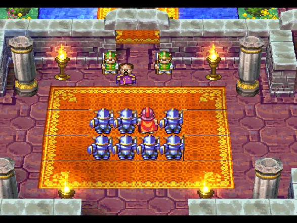 Dragon Quest IV: Michibikareshi Monotachi PlayStation The king explains the situation to Ryan and other soldiers