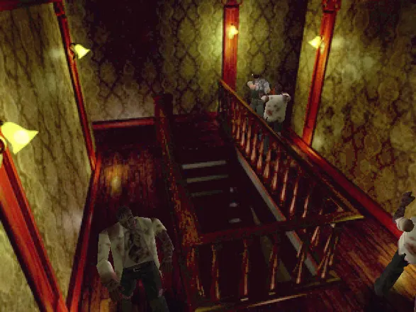 Resident Evil Windows Shooting with pistol by the staircase