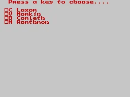 The Lords of Midnight ZX Spectrum The character selection screen at the start