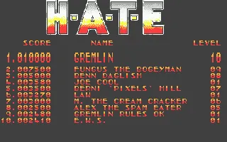 H.A.T.E: Hostile All Terrain Encounter Atari ST High scores