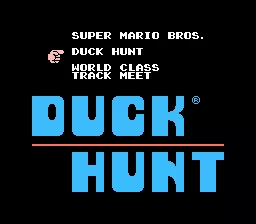 Super Mario Bros. / Duck Hunt / World Class Track Meet NES Menu screen, selecting Duck Hunt.
