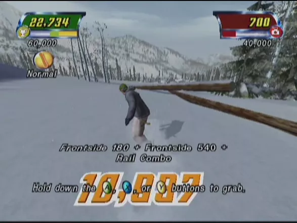 Amped: Freestyle Snowboarding Xbox End score result of a trick.