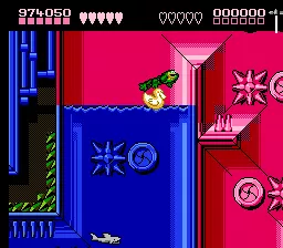Battletoads NES Face sharks, piranhas, and the most deadly of aquatic adversaries, the rubber ducky!