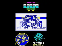 Moto X Simulator ZX Spectrum Main menu