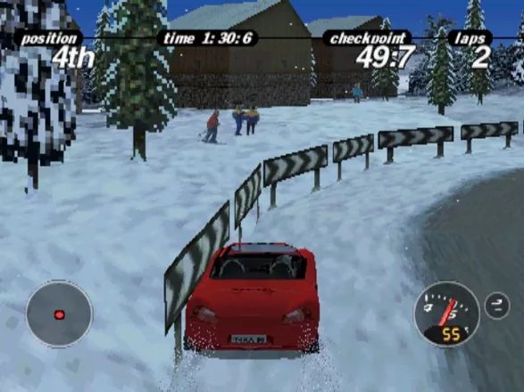 Porsche Challenge PlayStation Alpine - driving fast on icy road is risky