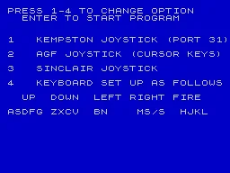 Astroclone ZX Spectrum Main Menu