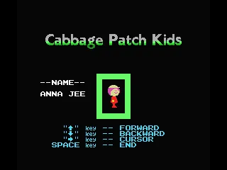 Cabbage Patch Kids Adventures in the Park MSX Player Selection Screen