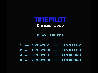 Time Pilot MSX Title Play Select Screen