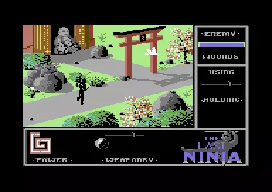 The Last Ninja Commodore 64 In front of a beautiful temple