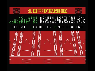 10th Frame MSX Title and selection screen