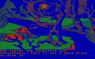 The Black Cauldron PC Booter A spooky forest with a treacherous river (CGA with RGB monitor)