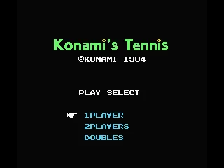 Konami&#x27;s Tennis MSX Play Select screen