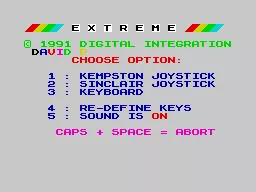 Extreme ZX Spectrum Main menu
