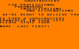 Ghostbusters Amstrad CPC Enter a name for your ghostbusters franchise