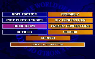 Sensible World of Soccer: European Championship Edition DOS Main menu