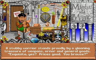 Might and Magic III: Isles of Terra DOS Shopping at the armory