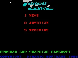 Turbo Girl ZX Spectrum Main menu