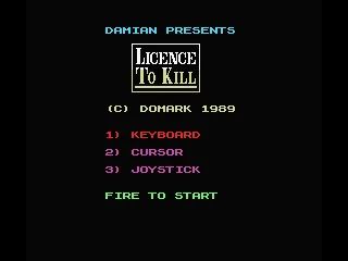 007: Licence to Kill MSX Play Select screen