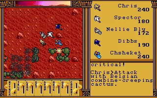 Ultima: Worlds of Adventure 2 - Martian Dreams DOS Shooting hostile alien critters. Those creeping cacti tend to attack in large swarms. It&#x27;s a good thing you&#x27;ve got Belgian weapons... though I&#x27;d prefer waffles and chocolate from the same country