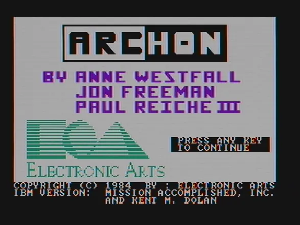 Archon: The Light and the Dark PC Booter Title screen (CGA with composite monitor)