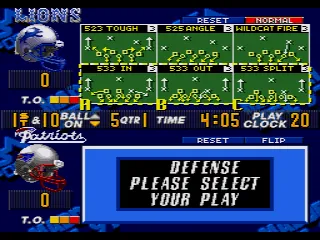 Madden NFL 97 Genesis Selecting defensive play