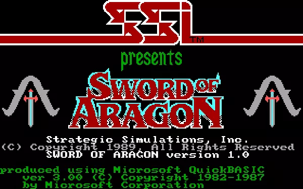 Sword of Aragon DOS Title screen