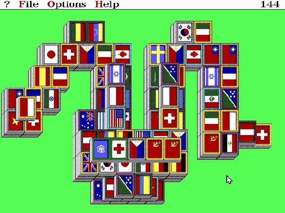 Shanghai II: Dragon&#x27;s Eye DOS Snake layout with Flags tiles (Easy)